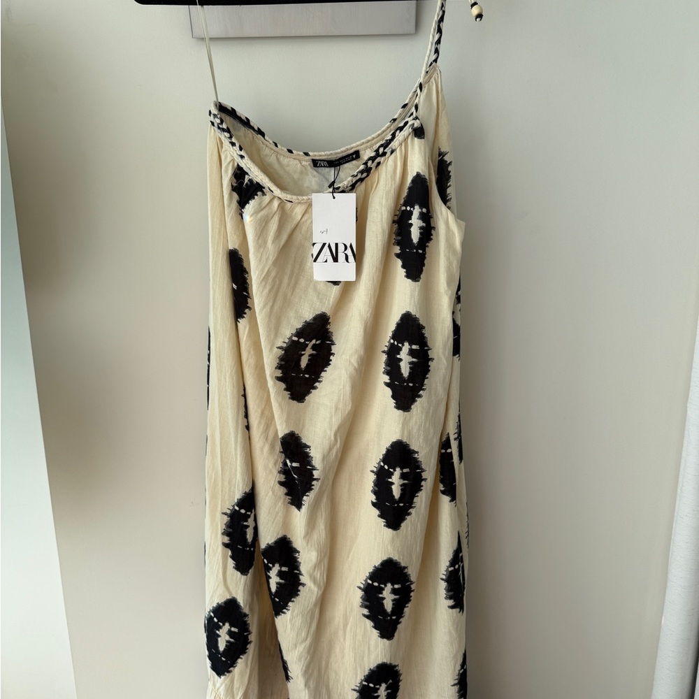 Zara Beige and Black Artistic Dress
